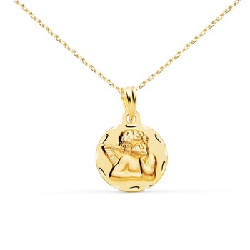 Collier - Médaille Or 18 Carats 750/1000 Ange - Chaîne Dorée - Gravure Offerte