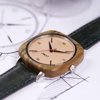 DWYT- Montre en bois - GREEN SQUARE