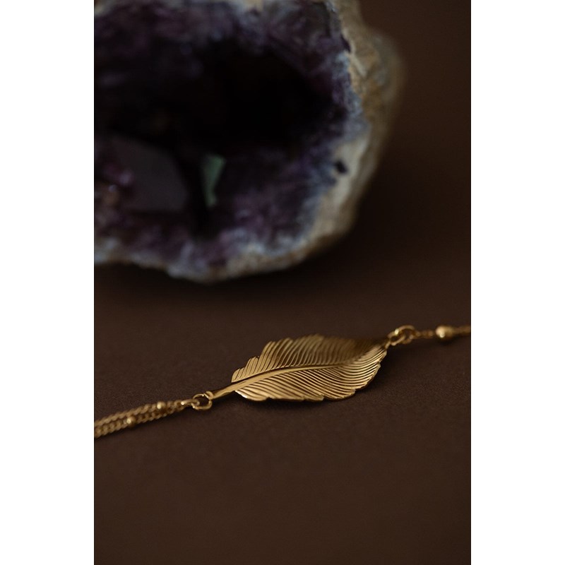 bracelet feuille doré à l'or fin - ZÉPHYR - vue 3