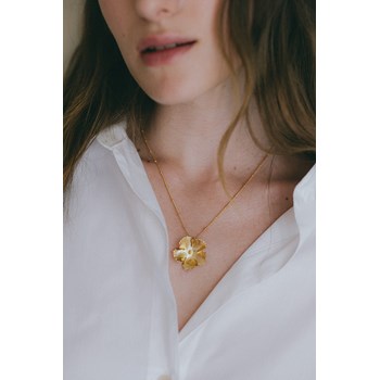 collier fleur plaqué argent - ORPHÉE