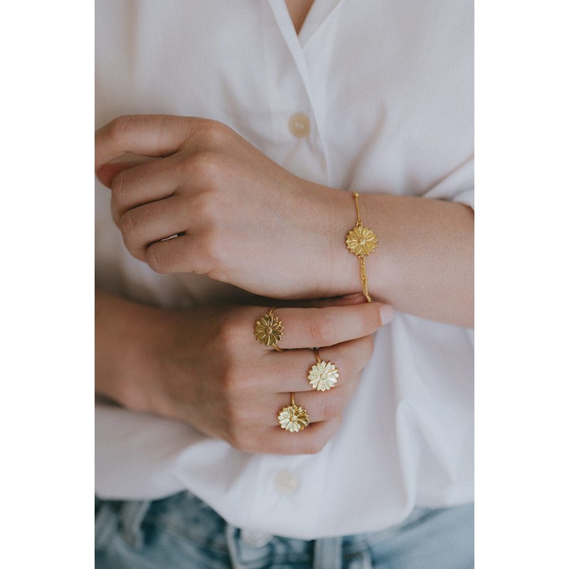 bague fleur doré à l'or fin - MAÏA - vue 2