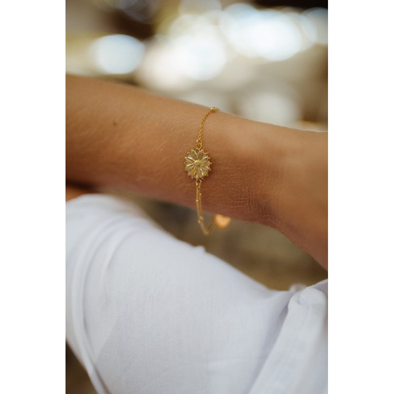 bracelet fleur doré à l'or fin - MAÏA - vue 2