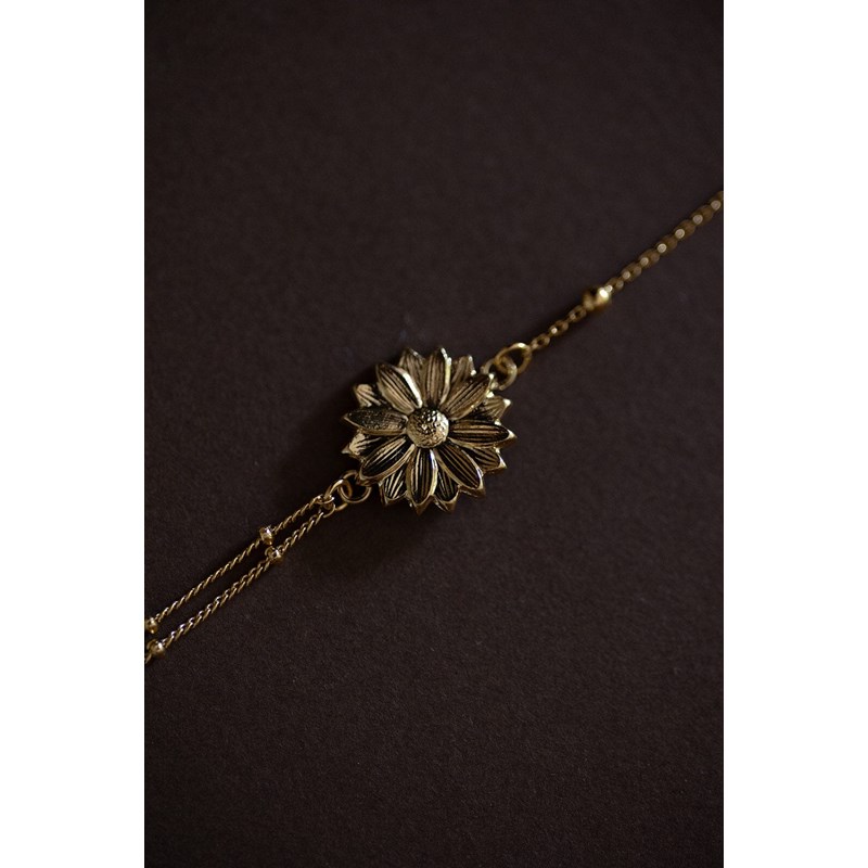 bracelet fleur doré à l'or fin - MAÏA - vue 3