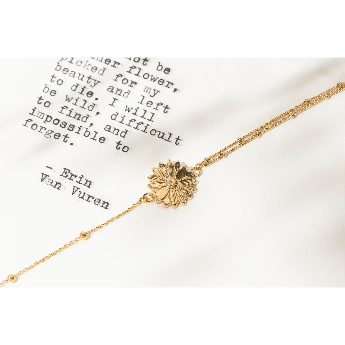 bracelet fleur doré à l'or fin - MAÏA - vue 5