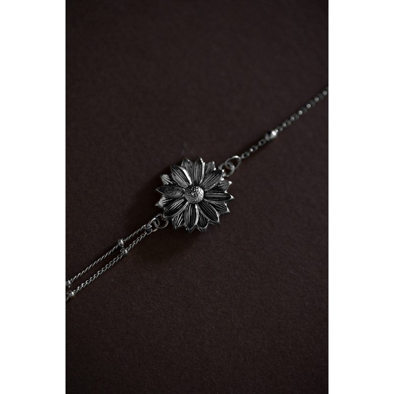 bracelet fleur plaqué argent - MAÏA - vue 2
