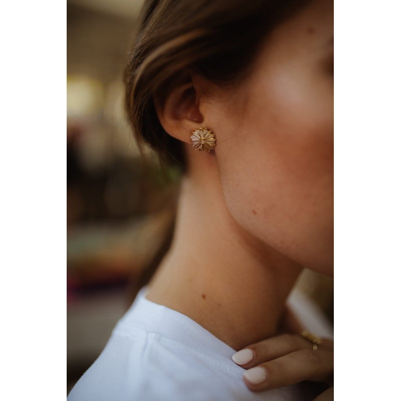 boucles d'oreilles puces fleurs plaqué argent - MAÏA - vue 4