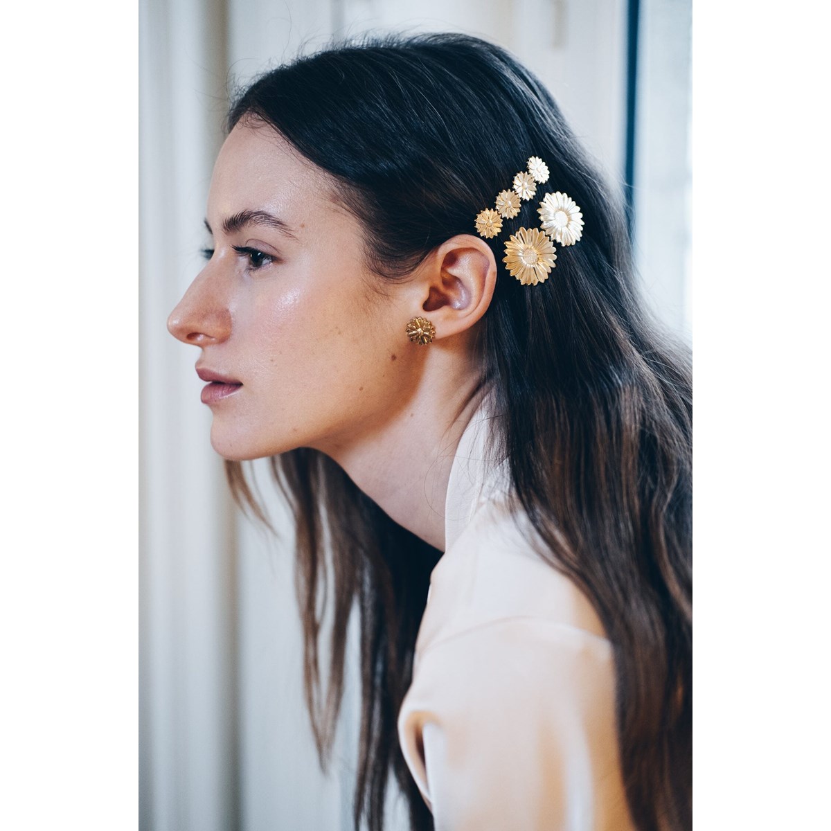 mini barrette fleurs plaqué argent - MAÏA - vue 3