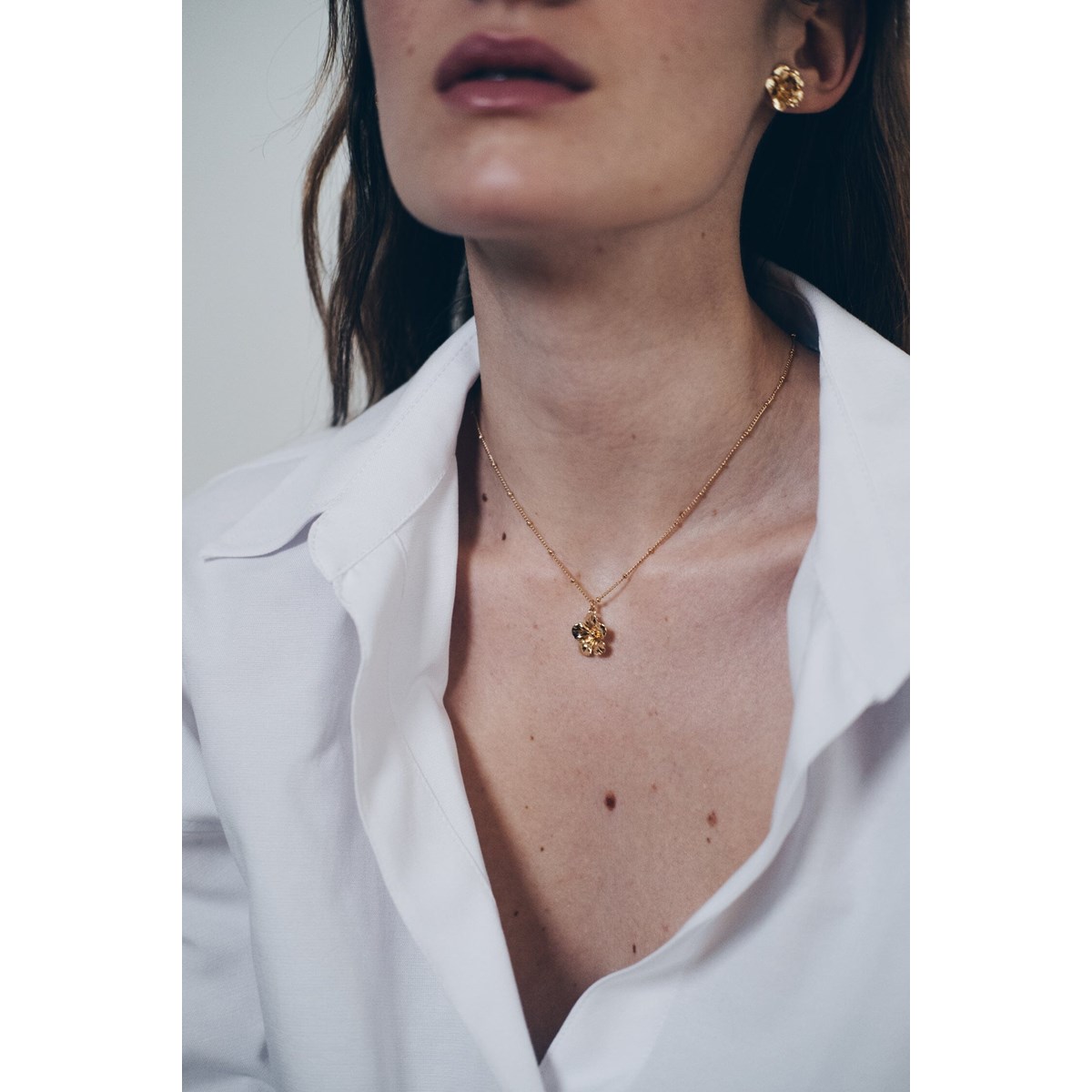 collier fleur doré à l'or fin - GAÏA - vue 2