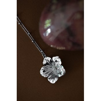 sautoir fleur plaqué argent - GAÏA