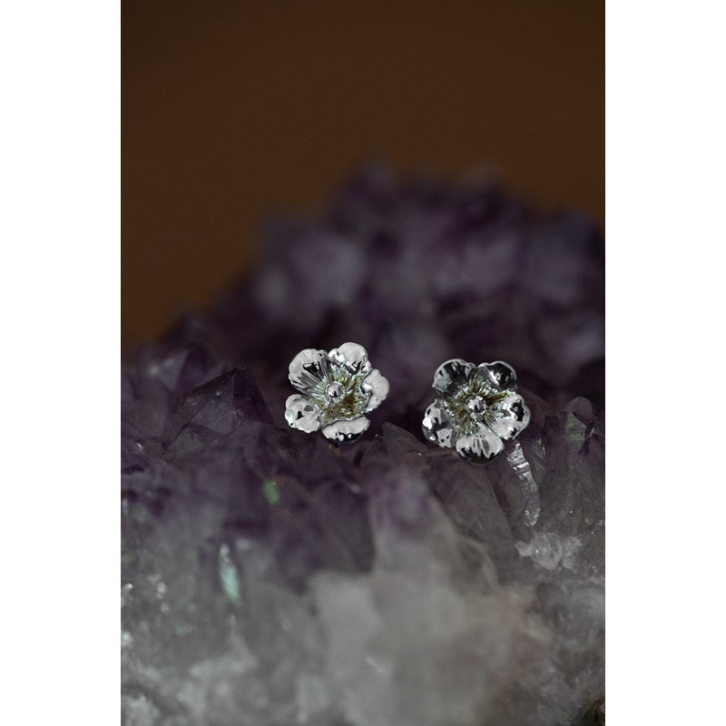 boucles d'oreilles puces fleurs plaqué argent - GAÏA - vue 2
