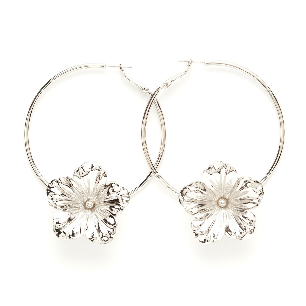 boucles d'oreilles créoles fleurs plaqué argent - GAÏA