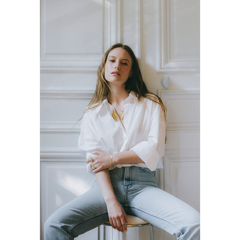 collier feuille doré à l'or fin - THALIE - vue 4