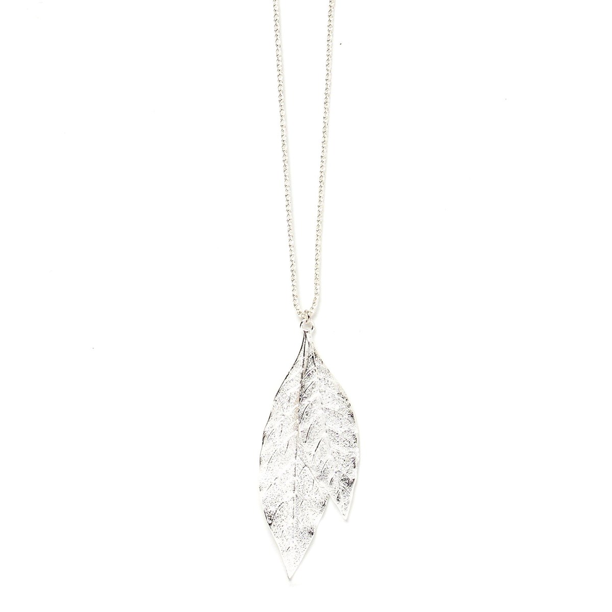 sautoir feuille plaqué argent - THALIE