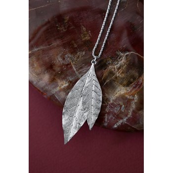 sautoir feuille plaqué argent - THALIE