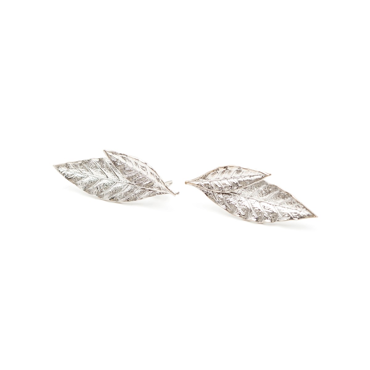 maxi silver-plated leaf flea earrings - THALIE