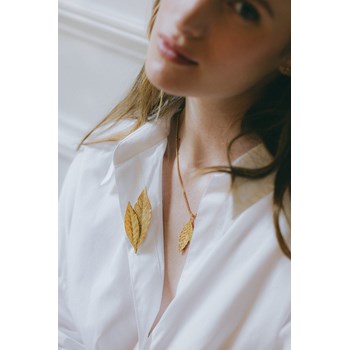 broche feuilles plaqué argent - THALIE
