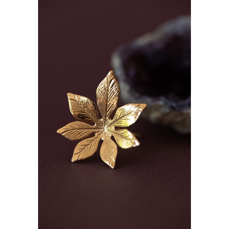 maxi bague fleur doré à l'or fin - CHLORIS - vue 3