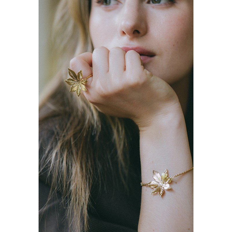 maxi bague fleur doré à l'or fin - CHLORIS - vue 4