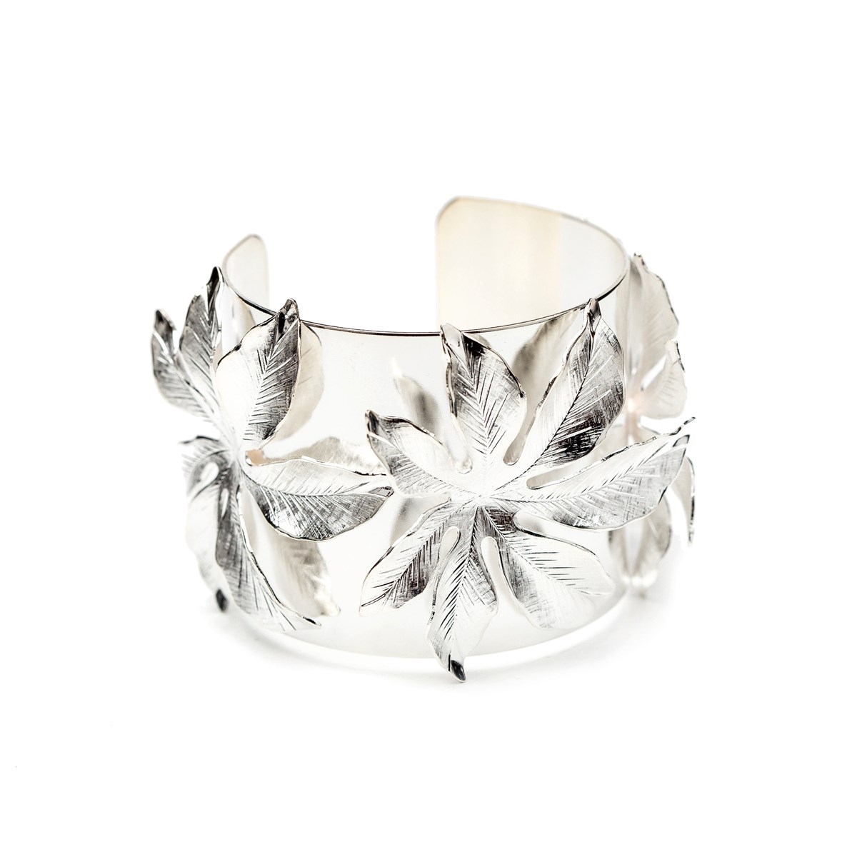 manchette fleur plaqué argent - CHLORIS