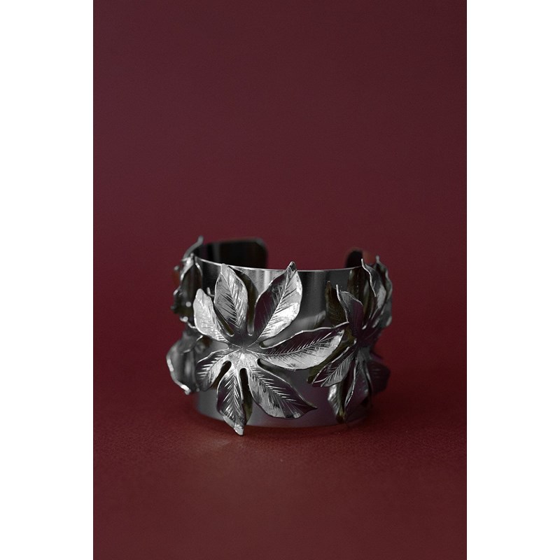 manchette fleur plaqué argent - CHLORIS - vue 2
