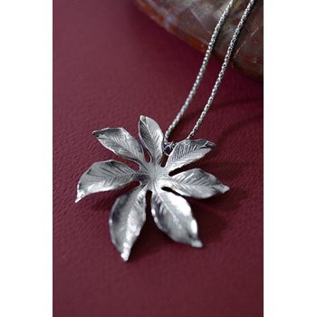 sautoir fleur plaqué argent - CHLORIS