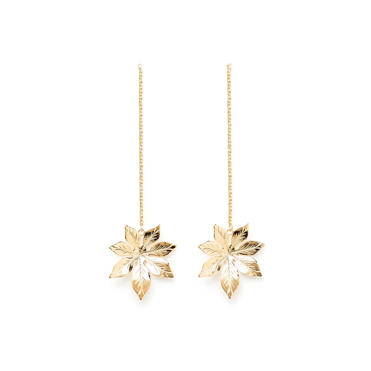 boucles d'oreilles pendantes fleurs doré à l'or fin - CHLORIS