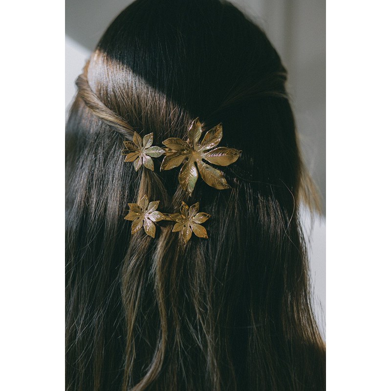 maxi barrette fleurs plaqué argent - CHLORIS - vue 5