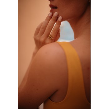 bague trio fleurs doré à l'or fin - AGLAÉ