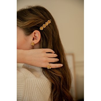 bague trio fleurs doré à l'or fin - AGLAÉ