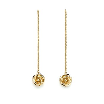 Boucles d'oreilles pendantes fleurs doré à l'or fin - AGLAÉ
