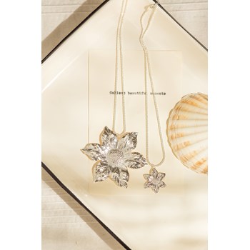 sautoir fleur plaqué argent - HESPÉRIS