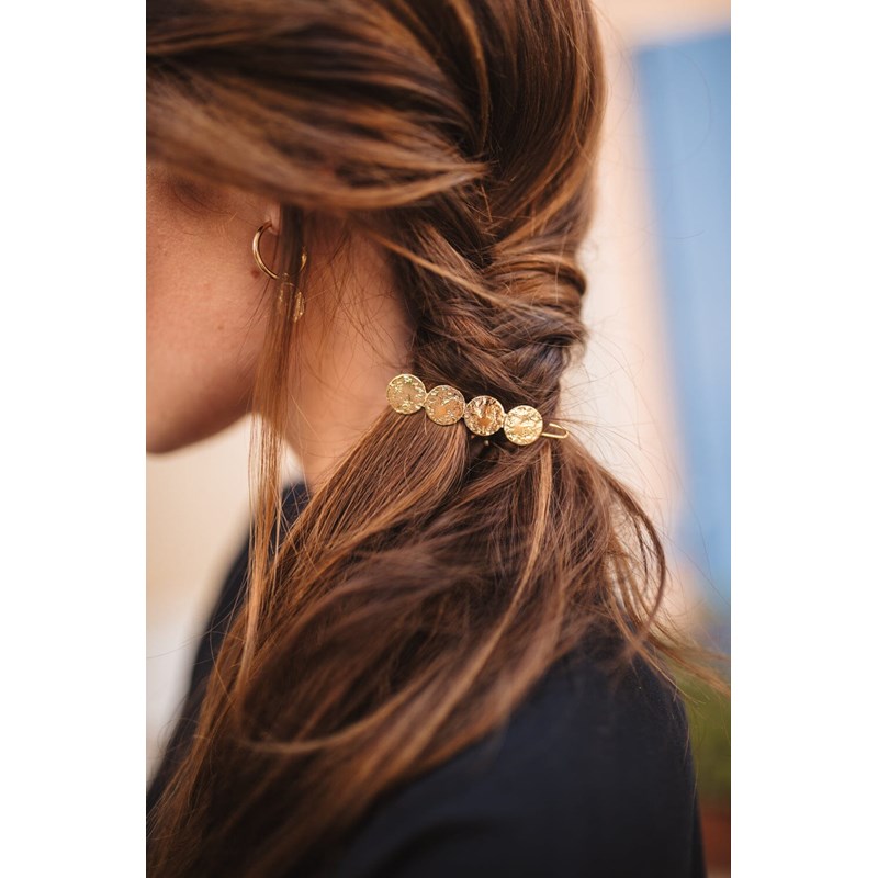 mini barrette ronds martelés plaqué argent - HESTIA - vue 5