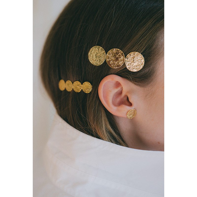 barrette ronds martelés plaqué argent - HESTIA - vue 4