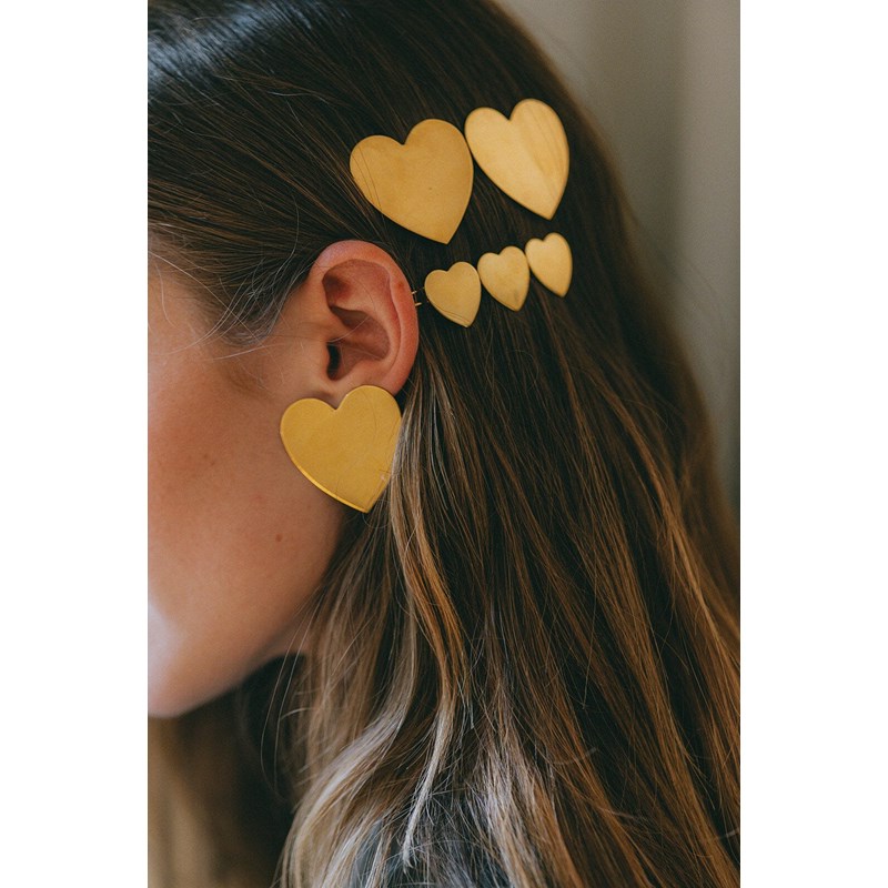 maxi barrette coeurs doré à l'or fin - APHRODITE - vue 4