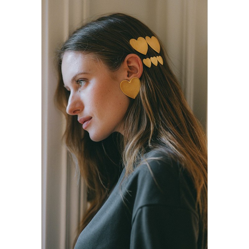 maxi barrette coeurs doré à l'or fin - APHRODITE - vue 5