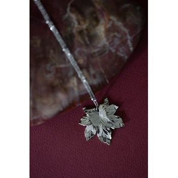sautoir feuille plaqué argent - HÉRA