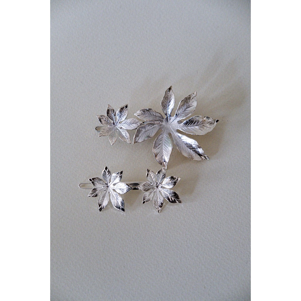 barrette fleurs plaqué argent - CHLORIS - vue 2