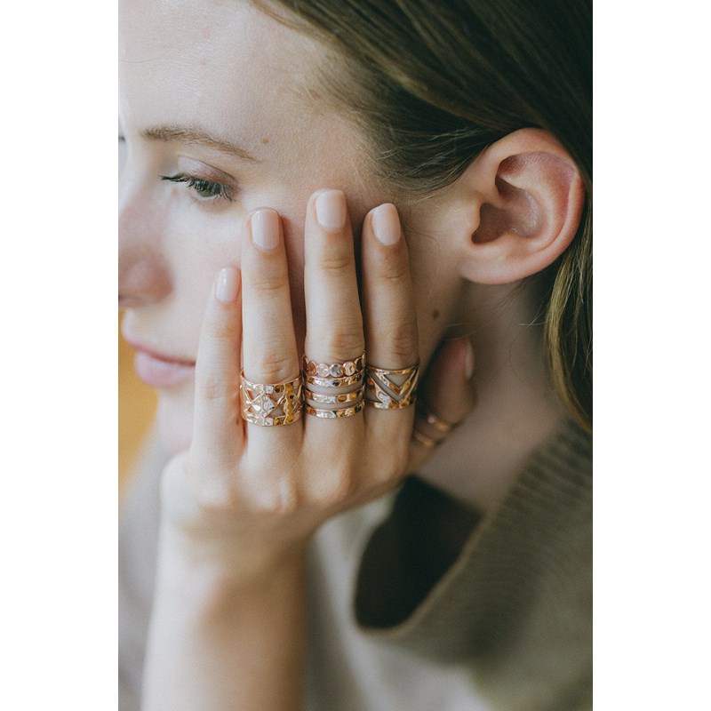 bague martelée plaqué or rose - ENZO - vue 4