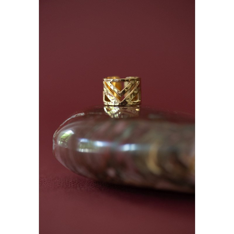 bague martelée plaqué or - ZAK - vue 3