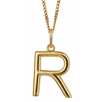 Vergulde 925/1000 zilveren ketting met letter R