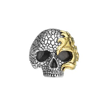 Bague Homme Tête De Mort Flamboyante Argent