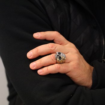 Bague Homme Tête De Mort Flamboyante Argent