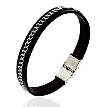Bracelet Acier et Cuir - Homme