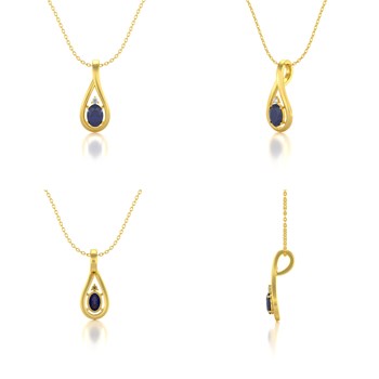 Collier Pendentif Saphir & Diamant en Or Jaune - Cadeau Anniversaire | Aden