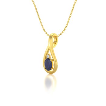Collier Pendentif Saphir & Diamant en Or Jaune - Cadeau Anniversaire | Aden