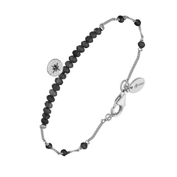 Bracelet Chaîne Argent Avec Pierres Spinelle Noir Et Pampille