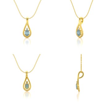 Collier Pendentif Or Jaune 750 Aigue-Marine et Diamants - Élégance et Raffinement | Aden