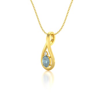 Collier Pendentif Or Jaune 750 Aigue-Marine et Diamants - Élégance et Raffinement | Aden