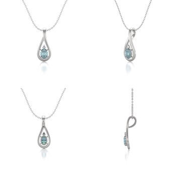 Collier Pendentif Or Blanc 750 Aigue-Marine et Diamants - Luxe et Éclat | Aden