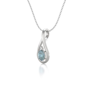 Collier Pendentif Or Blanc 750 Aigue-Marine et Diamants - Luxe et Éclat | Aden